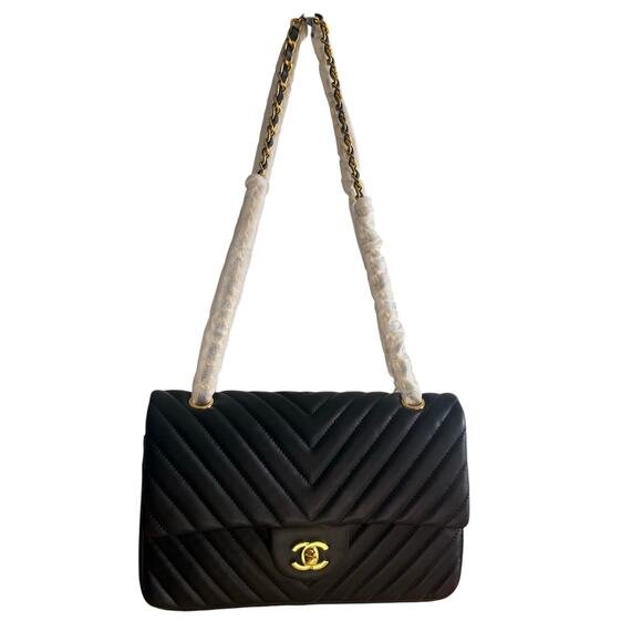 other Handbags - Inspired Vegan Leather Black Chevron Bag With Flap New